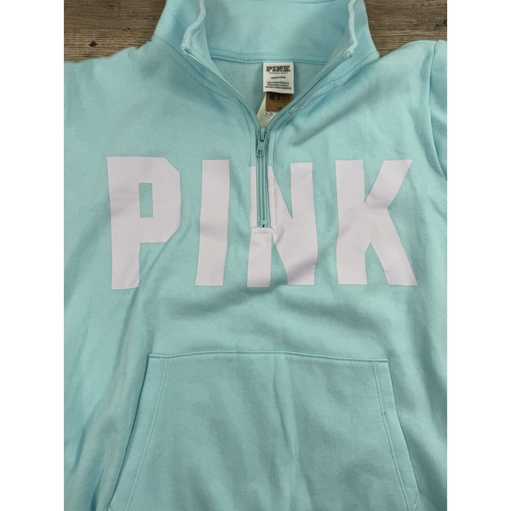 PINK Victoria's Secret Women's Teal Quarter Zip Sweater Size Large‎ - Picture 2 of 7